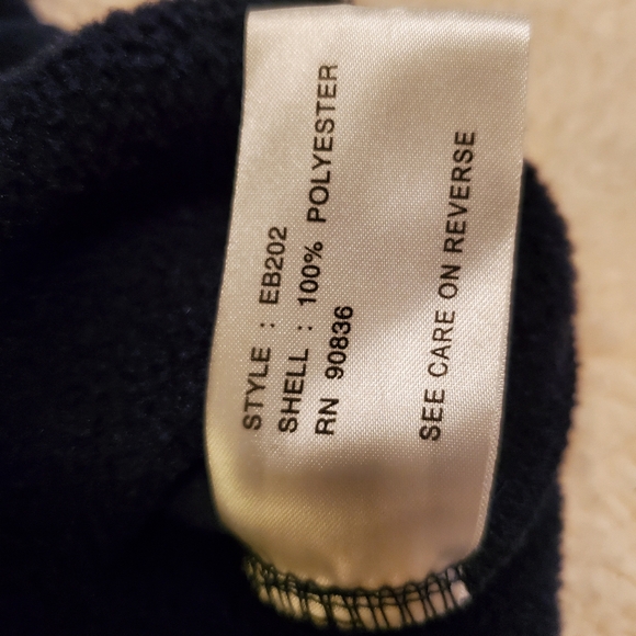 Eddie Bauer Mens fleece pullover. Navy Blue. Size Medium. Bush's beans logo - Picture 6 of 6